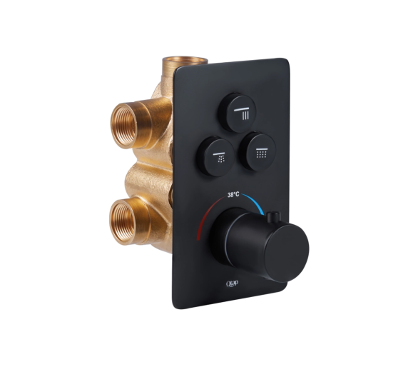 Смеситель скрытый 3 потр. термо. Qtap Votice Black Matt