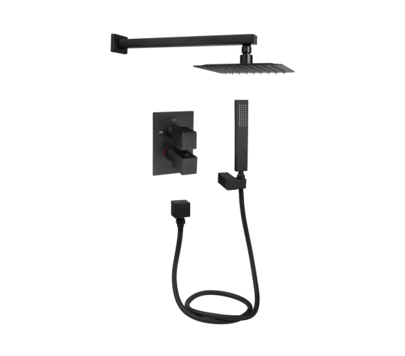Душова система скрытая термо. 2 потр. Qtap Aquarius Black Matt
