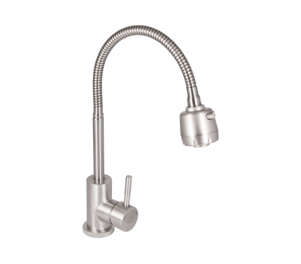 Змішувач для кухні гнучкий Lidz AriaF41 Nickel