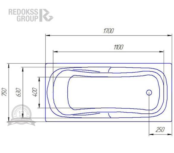 Акрилова ванна Redokss San Vicenza 170x75