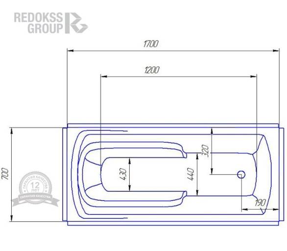 Акриловая ванна Redokss San Monza 170x70