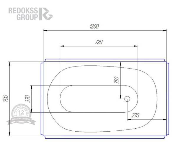 Акриловая ванна Redokss San Ravenna 120x70