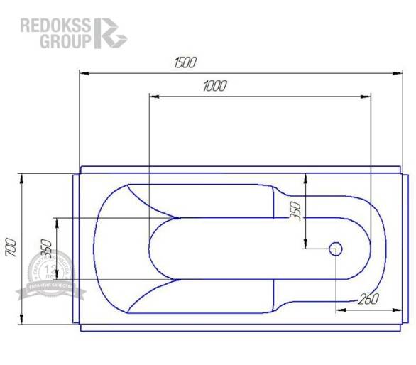 Акриловая ванна Redokss San Salerno 150x70