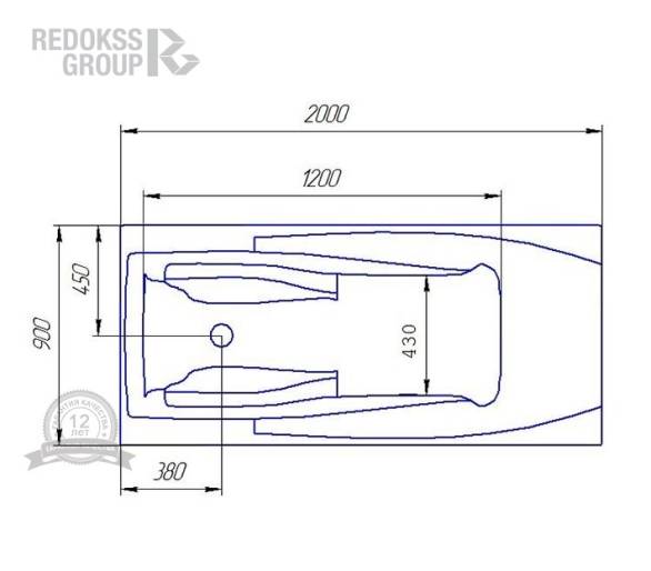 Акрилова ванна Redokss San Andria 200x90