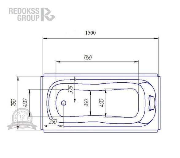 Акрілова ванна Redokss San Sassari 150x75
