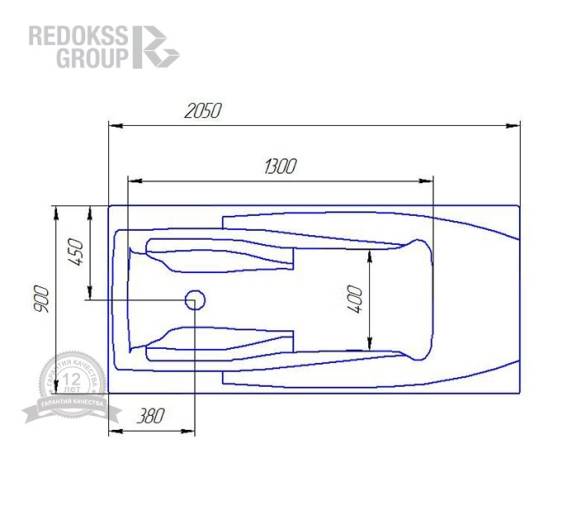 Акриловая ванна Redokss San Arezzo 205x90