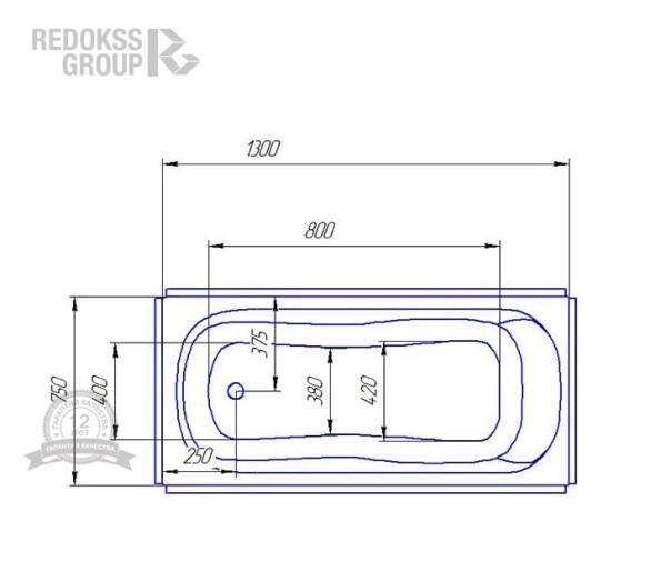 Акрилова ванна Redokss San Rimini 130x75