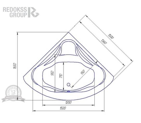 Акриловая ванна Redokss San Barletta 150x150