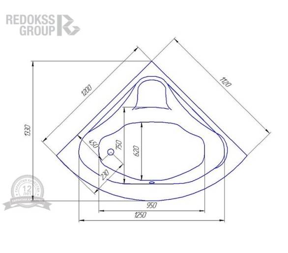 Акрилова ванна Redokss San La Specia 120x120