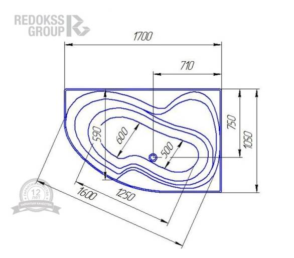 Акрилова ванна Redokss San Modena L/R 170x105