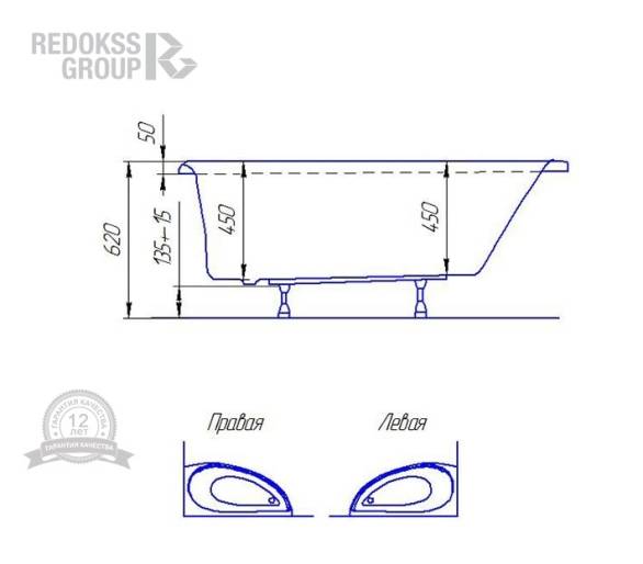 Акрилова ванна Redokss San Messina L/R 170x70