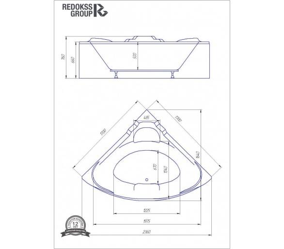 Акриловая ванна Redokss San Grosetto 170x170