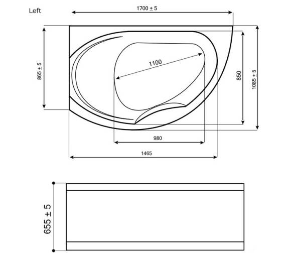 Гідромасажна ванна WGT Rialto LUGANO 170x108 L/R