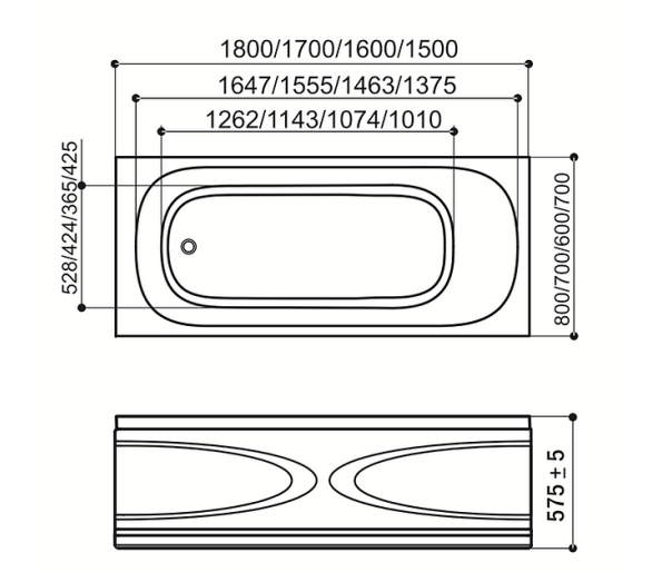 Гідромасажна ванна WGT Rialto ORTA 170x70
