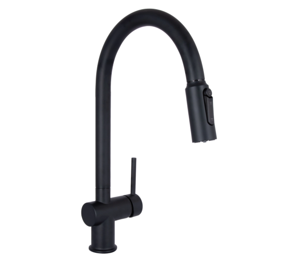 Смеситель для кухни выдвижной и фильтра Qtap Rozcesti Black Matt