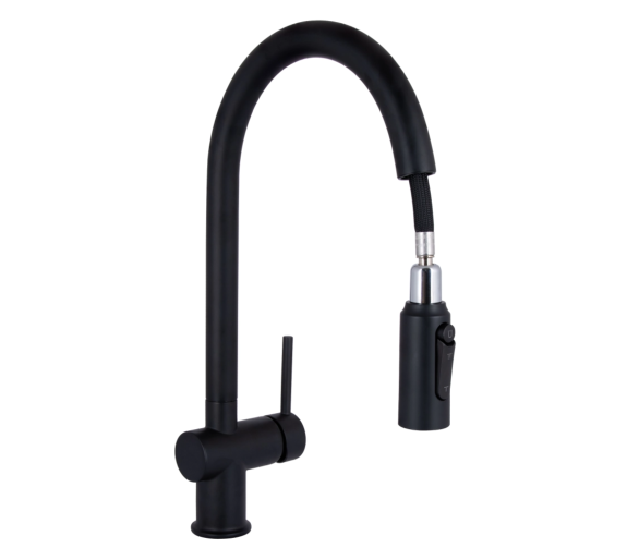 Смеситель для кухни выдвижной и фильтра Qtap Rozcesti Black Matt