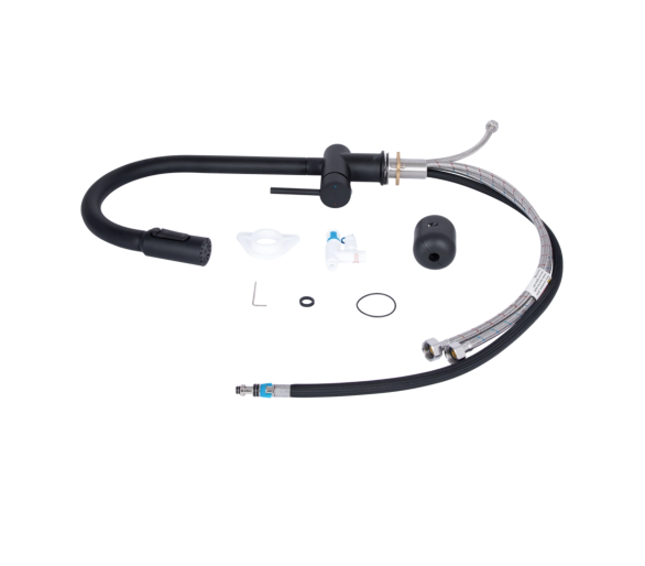 Змішувач для кухні висувний і фільттра Qtap Rozcesti Black Matt