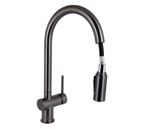 Смеситель для кухни выдвижной и фильтра Qtap Rozcesti Gunmetal