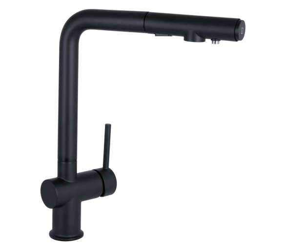 Змішувач для кухні висувний і фільтра Qtap Rozcesti2 Black Matt
