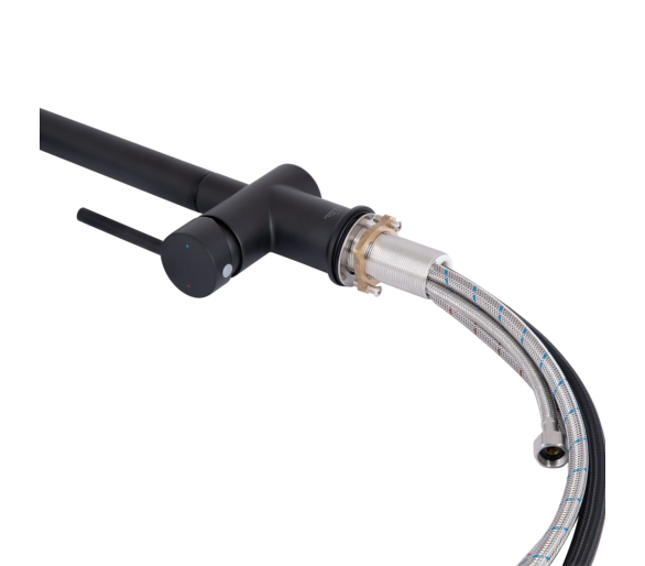 Смеситель для кухни выдвижной и фильтра Qtap Rozcesti2 Black Matt