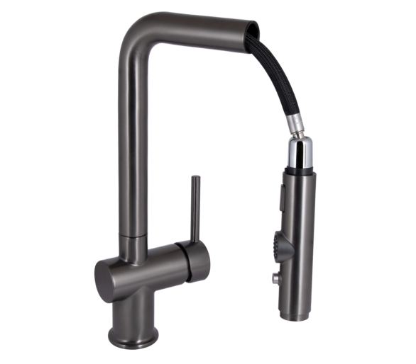 Змішувач для кухні висувний і фільтра Qtap Rozcesti2 Gunmetal