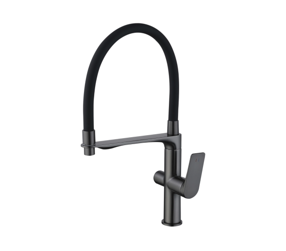 Смеситель для кухни гибкий Qtap Vlasta New Gunmetal/Black
