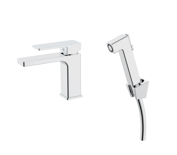 Смеситель для раковины (с гигиеничным душем) Qtap Gemini Chrome