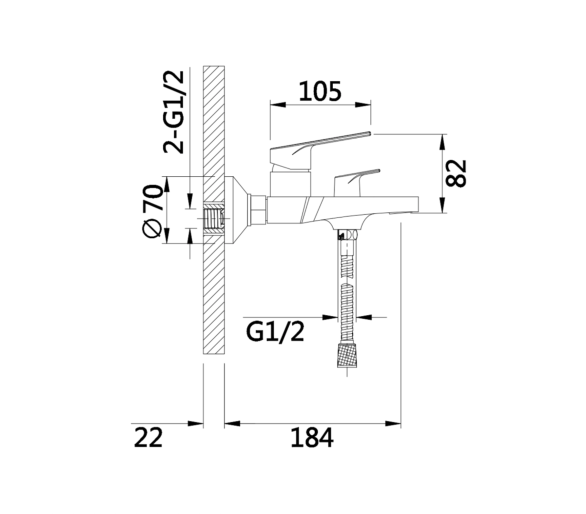 Смеситель для ванны Qtap Stenava New Chrome