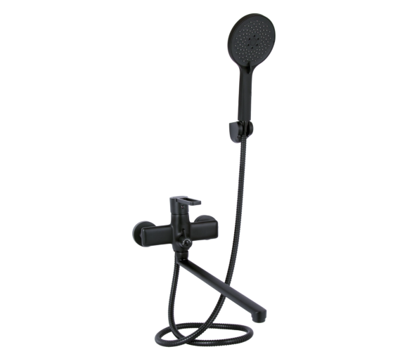 Змішувач для ванни довгий Qtap Taurus Black Matt