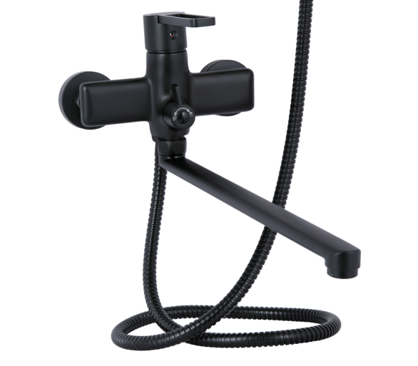 Смеситель для ванны длинный Qtap Taurus Black Matt