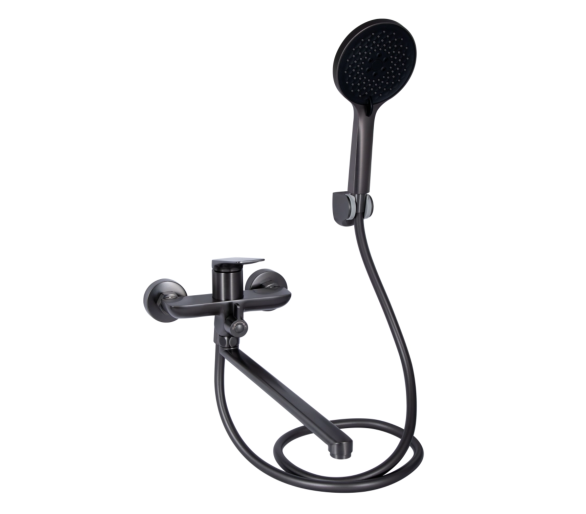 Змішувач для ванни довгий Qtap Vlasta New Gunmetal