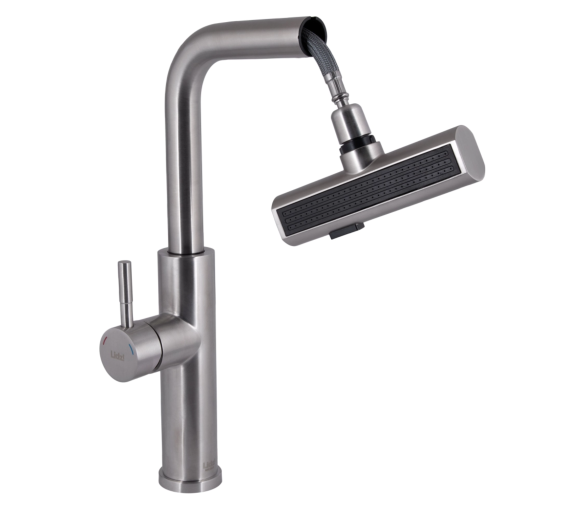 Смеситель для кухни выдвижной Lidz Aria 015FLT Nickel