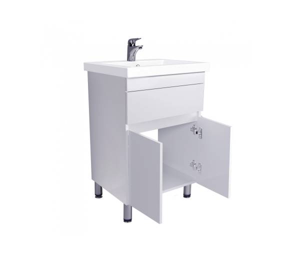 Тумба в ванную подвесная MDD City White 60 с умывальником Como 60