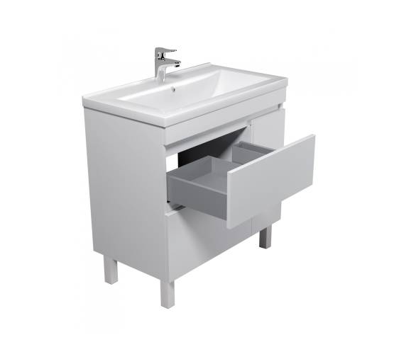 Тумба в ванную напольная MDD City White 80-U с умывальником Cosmo 80