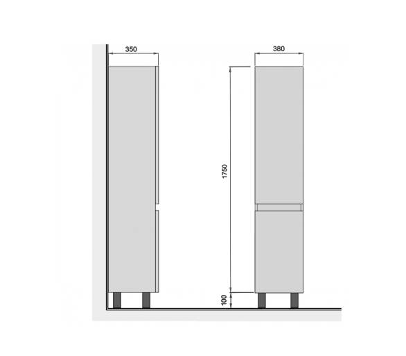 Пенал напольный MDD MoonShine П-38
