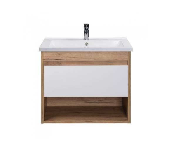 Тумба в ванную подвесная MDD Oslo Wood 70 с умывальником Cosmo 70
