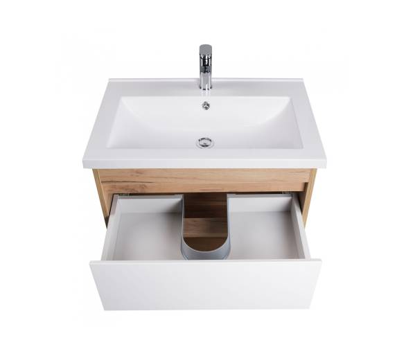 Тумба в ванную подвесная MDD Oslo Wood 70 с умывальником Cosmo 70