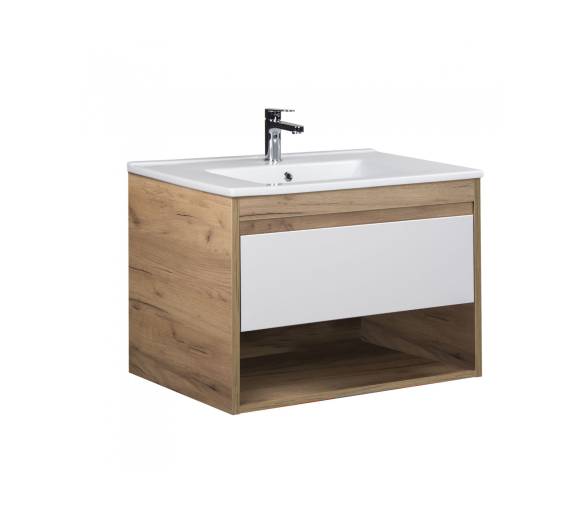 Тумба в ванную подвесная MDD Oslo Wood 80 с умывальником Creavit SU-80