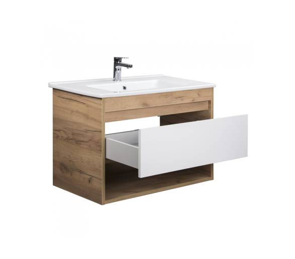 Тумба у ванну підвісна MDD Oslo Wood 80 з умивальником Creavit SU-80