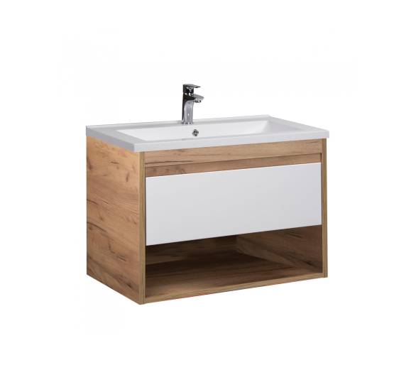Тумба у ванну підвісна MDD Oslo Wood 80 з умивальником Cosmo 80