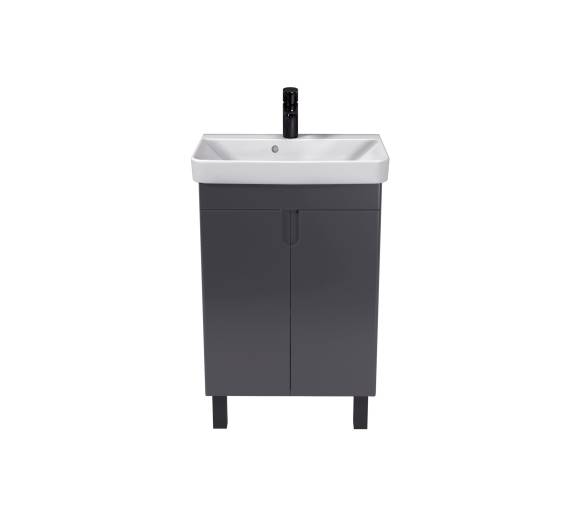 Тумба в ванную универсальная MDD Simple Graphite 55-U с умывальником River 55