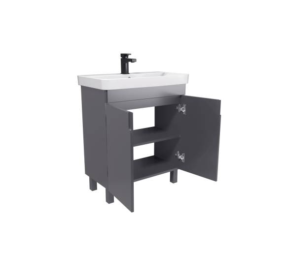 Тумба в ванную универсальная MDD Simple Graphite 70-U с умывальником River 70