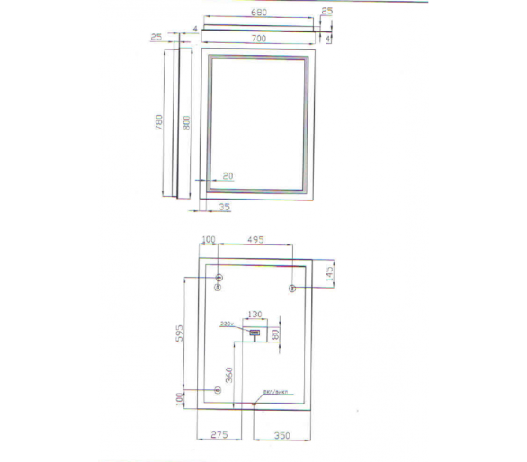 Дзеркало Juventa Arizona ArMSq-70x80 з LED-підсвіткою