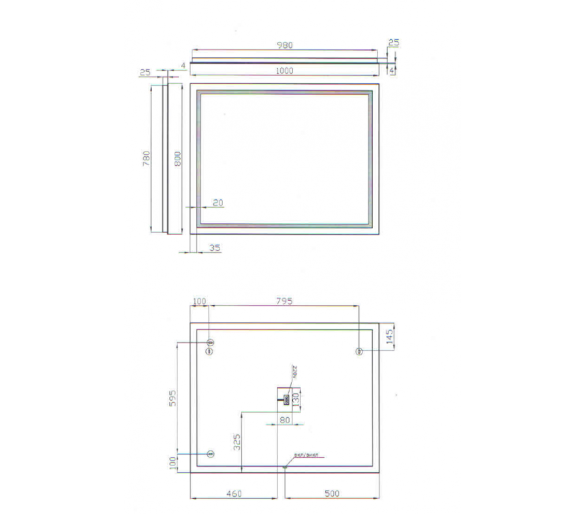 Дзеркало Juventa Arizona ArMSq-100x80 з LED-підсвіткою