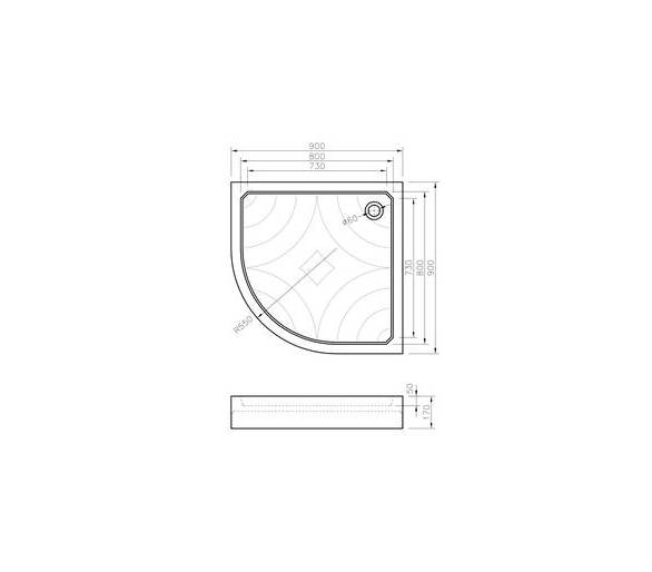 Поддон Koller Pool Grace 90x90 полукруглый