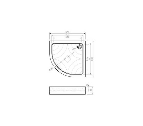 Поддон Koller Pool Grace 80x80 полукруглый