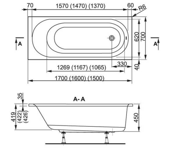 Ванна акрилова VagnerPlast Kasandra 150x70