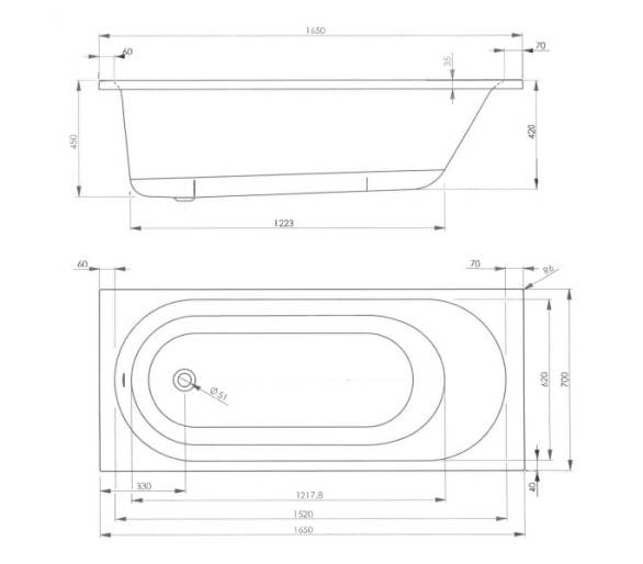 Ванна акрилова VagnerPlast Kasandra 165x70