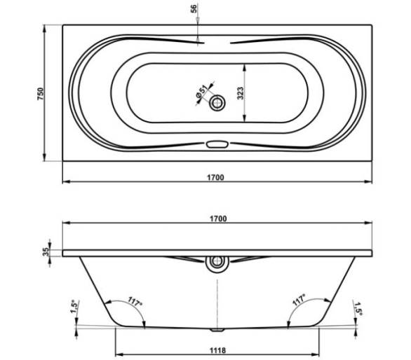 Ванна акрилова VagnerPlast Briana 170x75