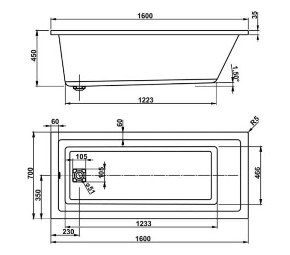 Ванна акрилова VagnerPlast Cavallo 160x70
